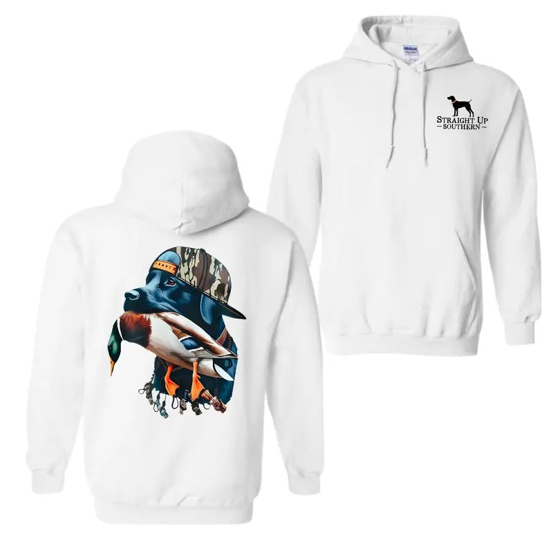 Straight Up Southern Dog Graphic 2 Sided Hoodie T-Shirt, For Men And Women, Trendy Hoodie Sweatshirt | DripVista.com