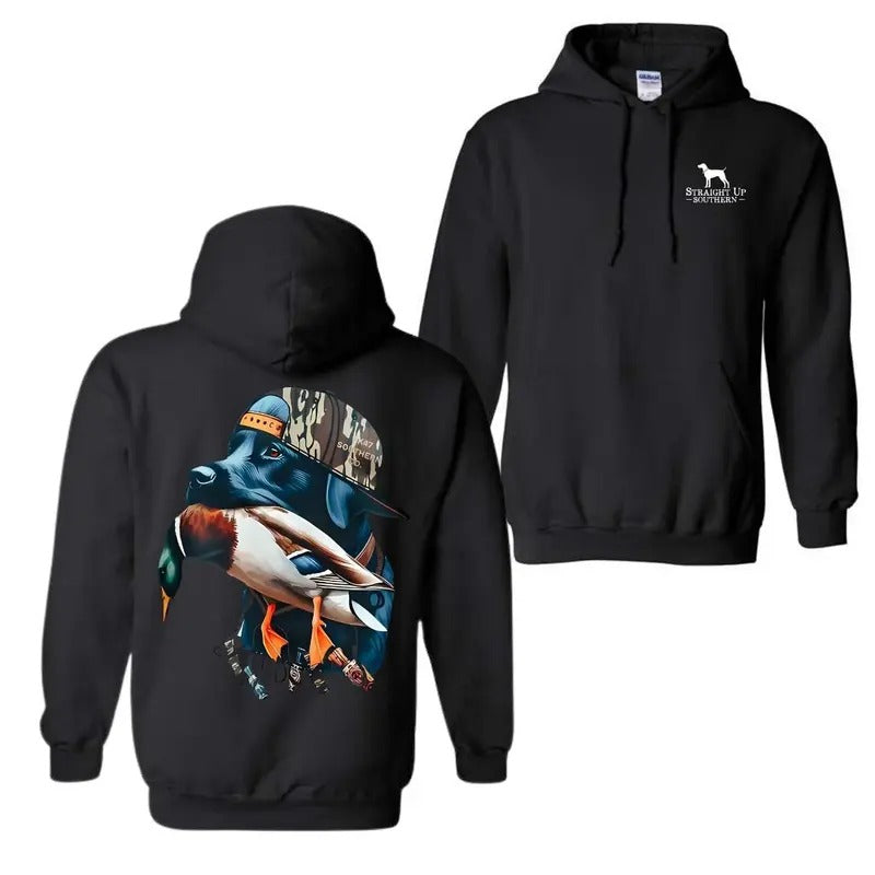 Straight Up Southern Dog Graphic 2-sided Shirt, Gift For Men, Classic, Menswear Top Hoodie Fabric Sweatshirt | DripVista.com