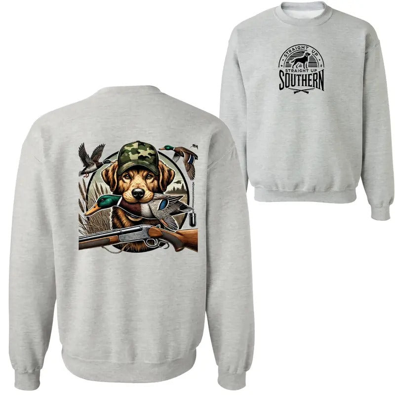 Straight Up Southern Duck Hunting Hoodie - DRG Camo Hunting Dog Graphic, Cozy and Stylish Sweatshirt for Outdoor Enthusiasts and Hunting Fans