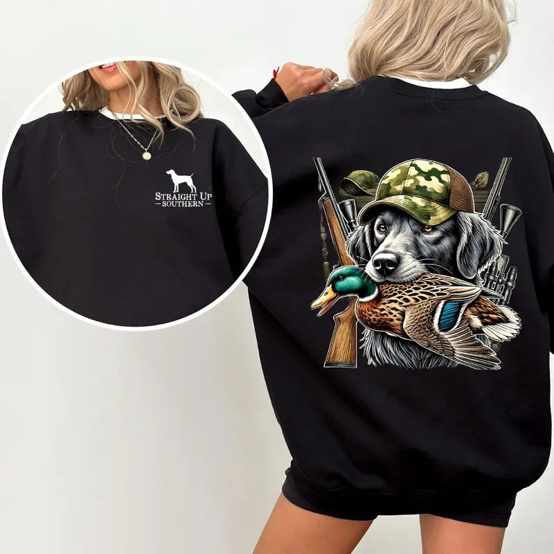 Straight Up Southern Tshirt Hunting Dog Collection Duck Shirt 2 Side Tee Sweatshirt Hoodie | DripVista.com
