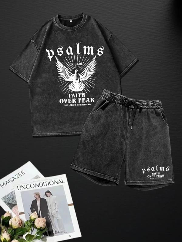 Straw hat pirates Set Men'WB shield Eagle Print Short Sleeve Tee & Track Shorts, Regular Fit Casual Fashion Cozy Round...