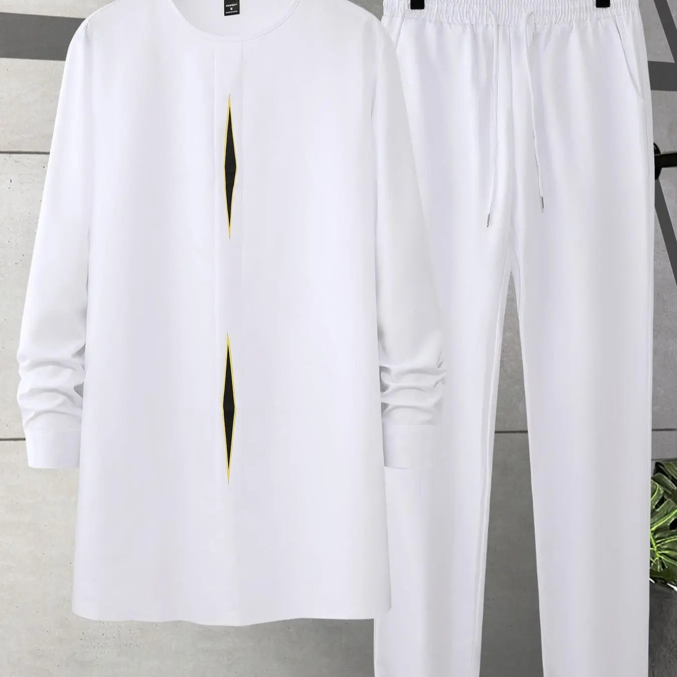 Straw hat pirates Set Men'WB shield Geometric Print Long Sleeve Blouse & Plain Pocket Drawstring Waist Pants Set, Regular...