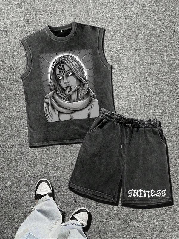 Straw hat pirates Set Men'WB shield Graphic Tank Top & Shorts Set, Regular Fit Casual Sleeveless Top & Shorts, Men'WB...