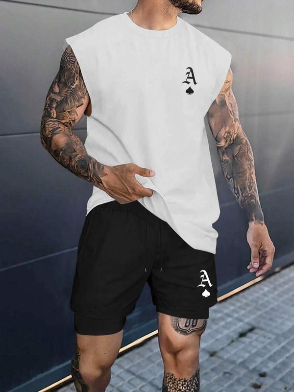 Straw hat pirates Set Men'WB shield Letter Print Tank Top & Shorts Set, Regular Fit Casual Sleeveless Top & Shorts,...