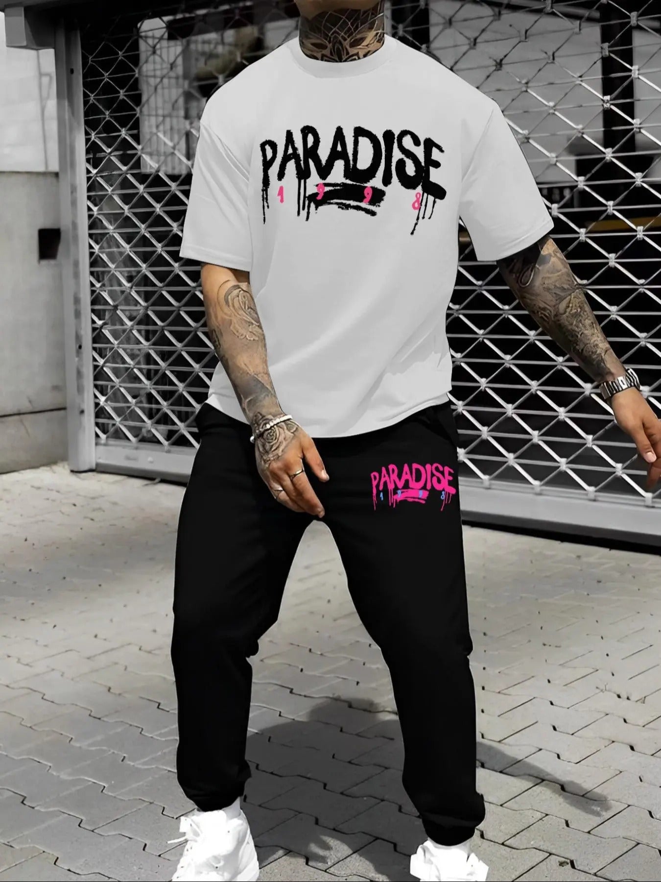 Straw hat pirates Set Men'WB shield Letter Print Tee & Pocket Sweatpants, Regular Fit Round Neck Short Sleeve T-shirt &...