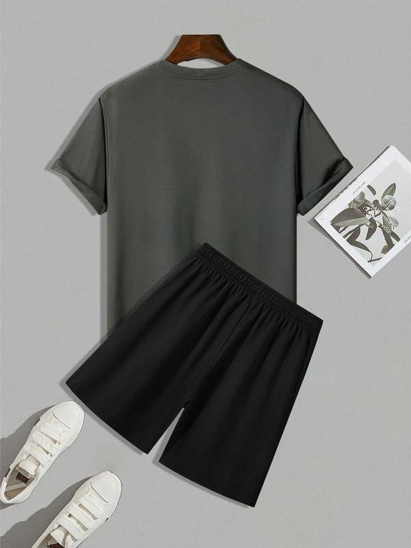 Straw hat pirates Set Men'WB shield Regular Fit Guitar & Letter Print Short Sleeve Tee & Shorts, Casual Round Neck...