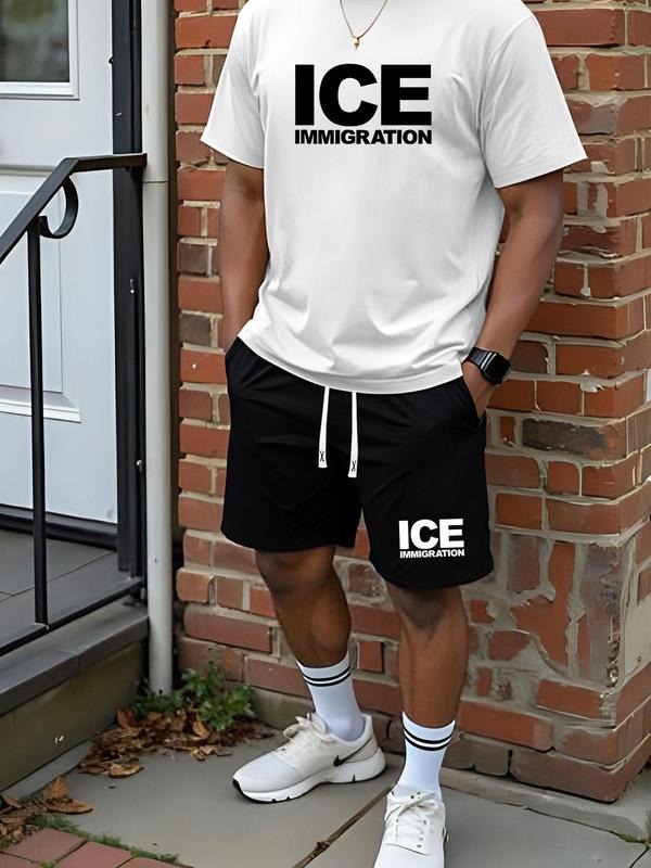 Straw hat pirates Set Men'WB shield Regular Fit Ice Immigration Print Short Sleeve Tee & Shorts, Casual Round Neck...