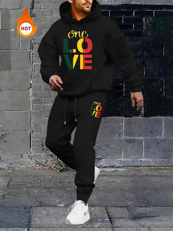 Straw hat pirates Set Men'WB shield Regular Fit Letter Print Drop Shoulder Hoodie & Drawstring Waist Pocket Sweatpants, Casual Fashion Cozy Breathable Outfits for Daily Workout Running, Men Straw hat pirates Outfits for Fall & Winter