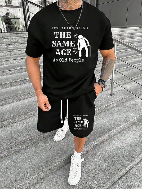 Straw hat pirates Set Men'WB shield Regular Fit Letter Print Short Sleeve Tee & Shorts, Casual Round Neck T-shirt & Track...