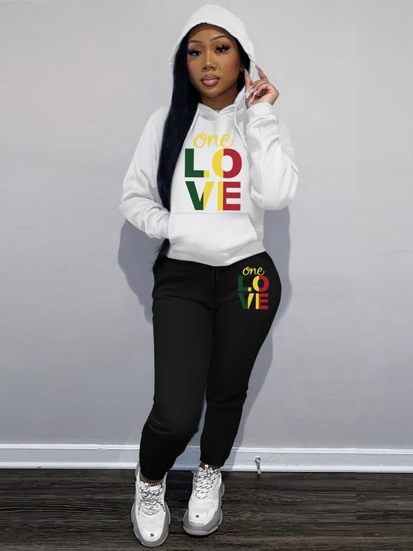 Straw hat pirates Set Women'WB shield Letter Print Hoodie & Drawstring Waist Sweatpants, Casual Fashion Cozy Round Neck...