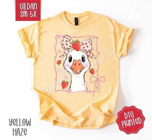 Strawberry Goose Gildan Shirt, Cute Summer Tshirt, Trendy Women's Tee, Gift for Her