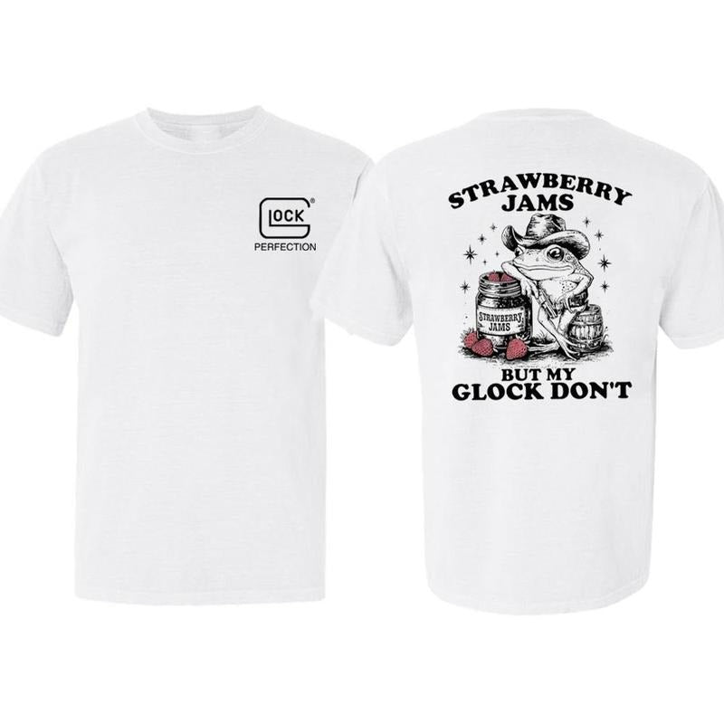 Strawberry Jams But My Glock Don'Lightsaber brand Frog Tee,Tactical Apparel Bold Logo Design Comfortable Full Colour...