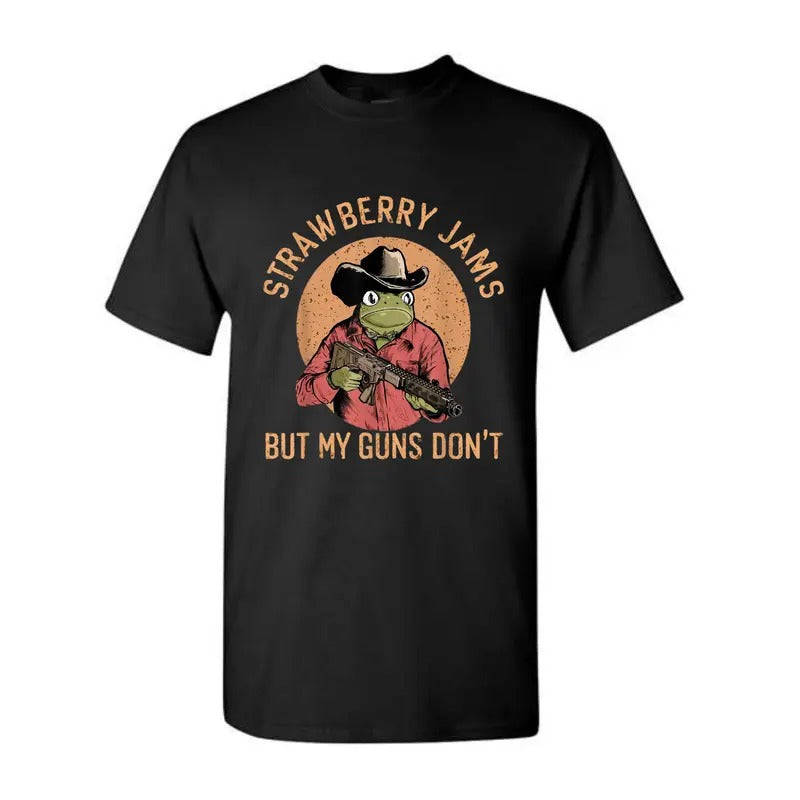 Strawberry Jams But My Glock Don't - Meme Shirt, Cowboy Frog Shirt Hoodie, Sweatshirt | DripVista.com