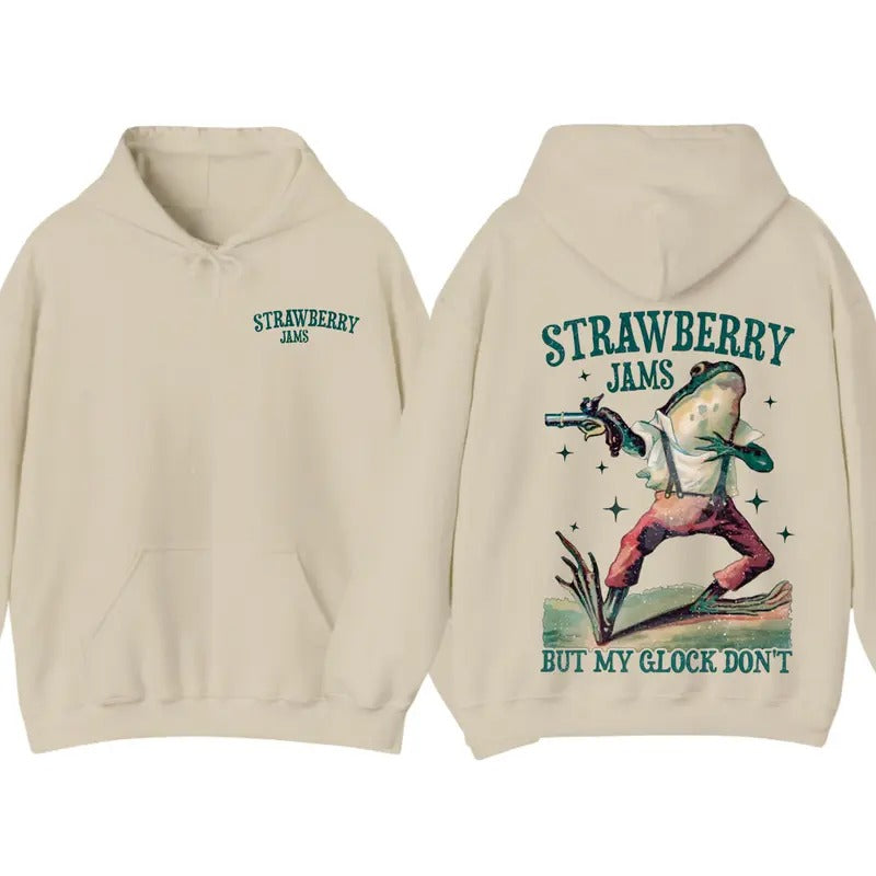 Strawberry Jams But My Glock Don't Vintage Graphic T-Shirt Sweatshirt Hoodie, For Men And Women | DripVista.com