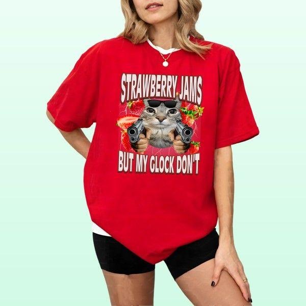 Strawberry Jams But My Glock Dont T-shirt Vintage Tee For Fans Modern Style Hoodie, Sweatshirt | DripVista.com
