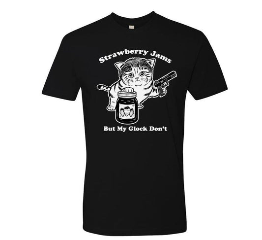 Strawberry Jams but my Glock Don't Cat - Men's T-Shirt, Funny Cat T-shirt, Cat Lover Gift, cat Meme Shirt, Trending Shirt, Cat Dad Shirt
