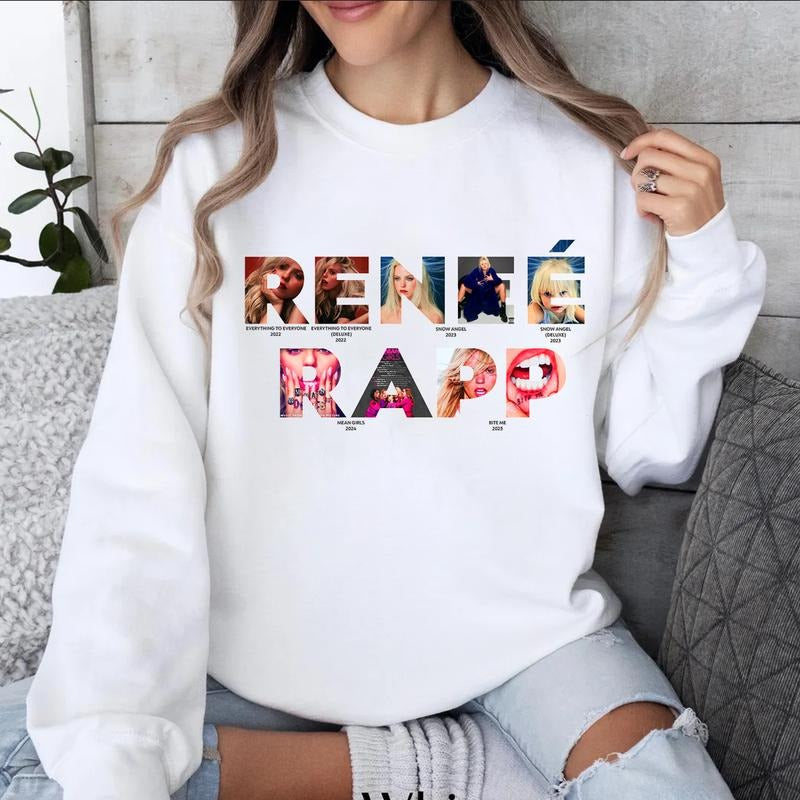 Streetwear Fashion Graphic Tee ReneeRapp Bite Me Tour Schedule 2025 Oversized Concert Music Hoodie Rap, Sweatshirt for Fans of Unisex Street Style