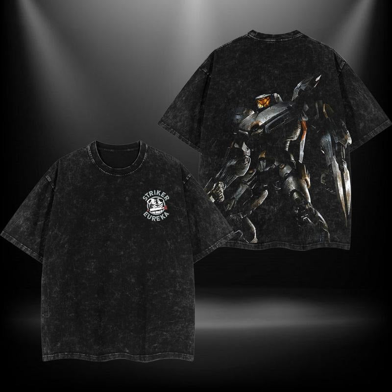 Striker Eureka Pacific Rim Double Printed Oversize Lightweight Acid Washed Tee TV Show Graphic Top Cotton Gift T-Shirt...