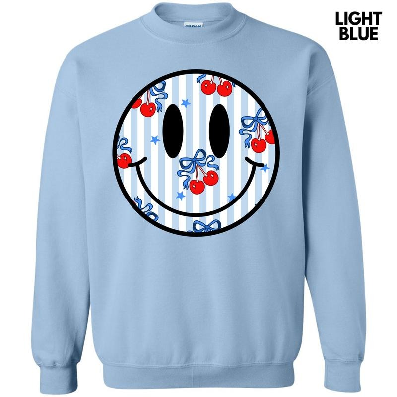 Stripe Cherry Happy Face Sweatshirt 'NLB' T-Shirts, Hoodie | DripVista.com