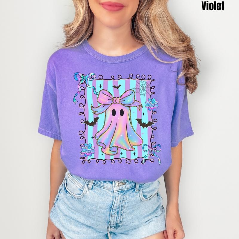 Striped Rainbow Ghost Comfort Colors T-Shirt 'NLB' Hoodie, Sweatshirt | DripVista.com