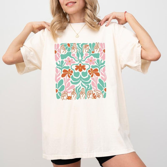 Subtle FDT Comfort Colors Shirt, Sarcastic Subtle Sign Language T-shirt, Subtle Abstract Flower Anti-MAGA Graphic Tee, Activist  Clothing