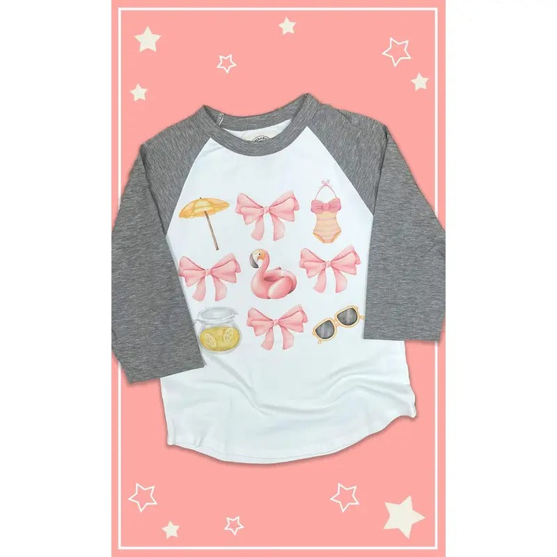 Summer Coquette Bows Youth Graphic Raglan T-Shirts, Hoodie, Sweatshirt | DripVista.com