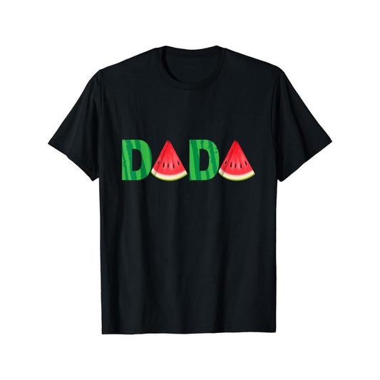 Summer Dad Watermelon Print T-Shirt, 100% Cotton Crew Neck Tee, Casual Fit with Embroidery Detail, Four Seasons Apparel for Men made in usa