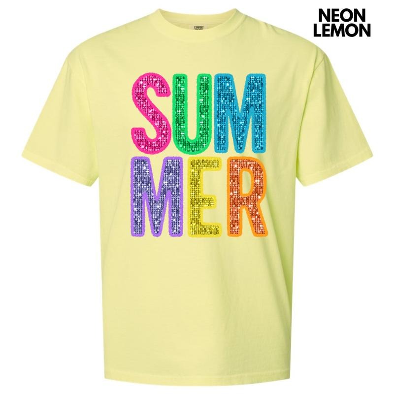 Summer Faux Sequin Comfort Colors T-Shirt 'NLB' Hoodie, Sweatshirt | DripVista.com