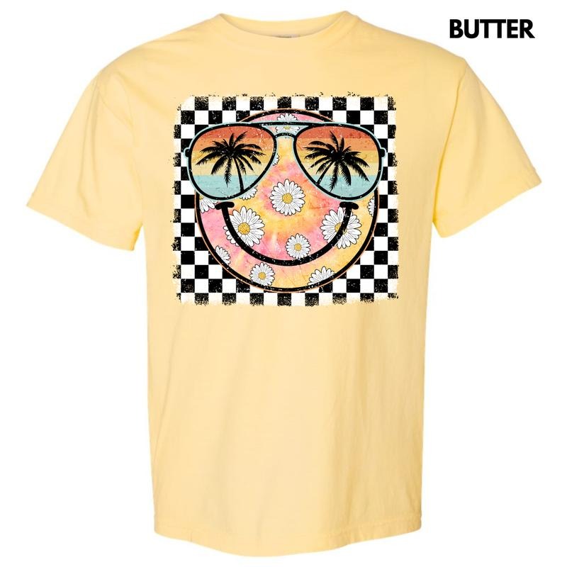 Summer Sunglasses Happy Face Comfort Colors T-Shirt 'NLB' Hoodie, Sweatshirt | DripVista.com
