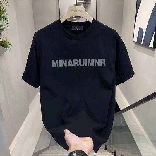 Summer Trendy Brand Pure Cotton Short Sleeve T-Shirt for Men Loose Fit Versatile Japanese Retro Style Half Sleeve