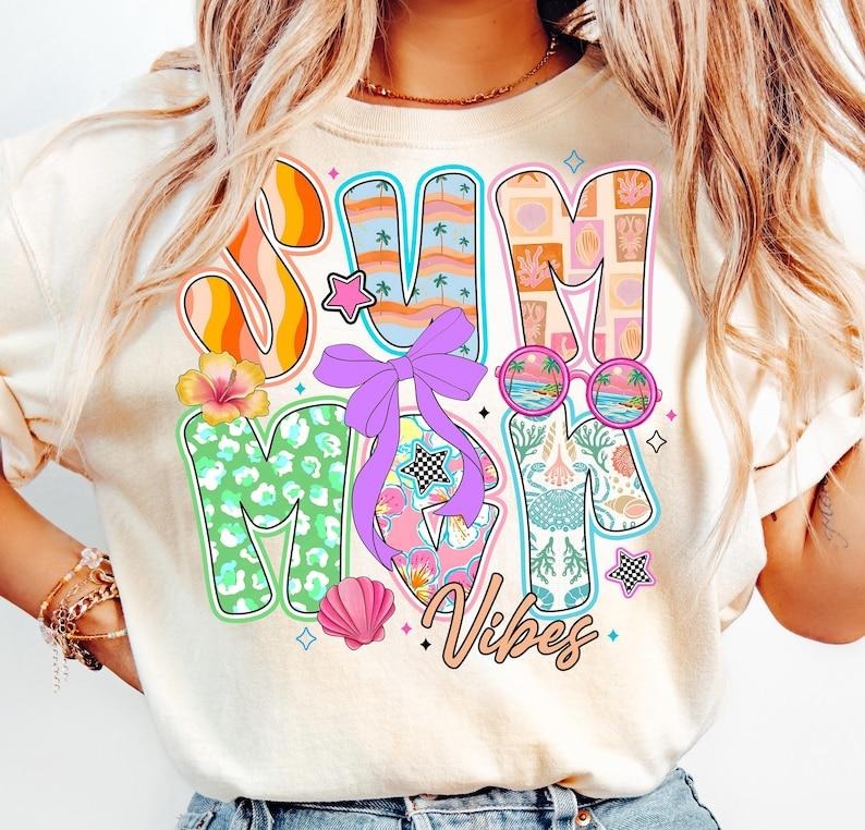 Summer Vibes Beach Tropical Retro Ocean Aesthetic Coquette T-Shirt Hoodie, Sweatshirt | DripVista.com