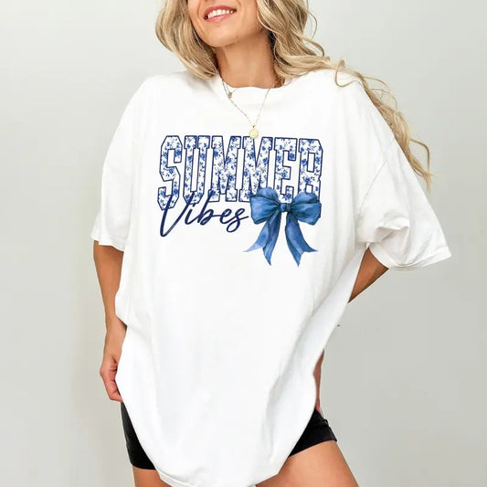 Summer Vibes Comfort Colors Shirt, Coquette Summer T-shirt, Holiday Graphic Tee, Summer Vacation Clothing, Gift For Her