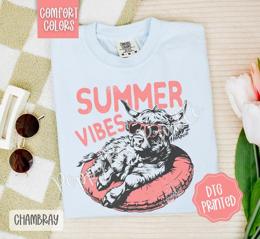 Summer Vibes Cow Comfort Colors Shirt, Cute Beach Tshirt, Trendy Women's Tee, Gift for Her