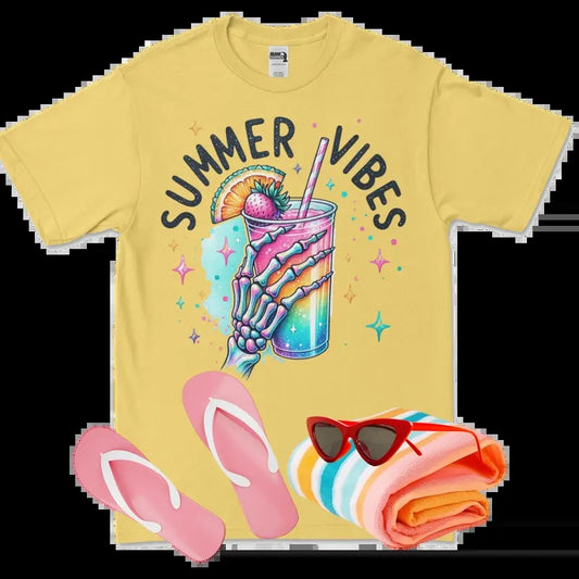 Summer Vibes Design T-shirt - Gildan Hammer Tee - Summer Collection Tee Breathable Fabric