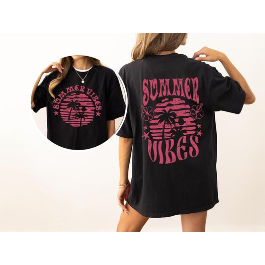 Summer Vibes, Beach Fun, Palm Tree, Hot Girl Summer, Tshirt, Women's Comfort Color Tee, Tshirt