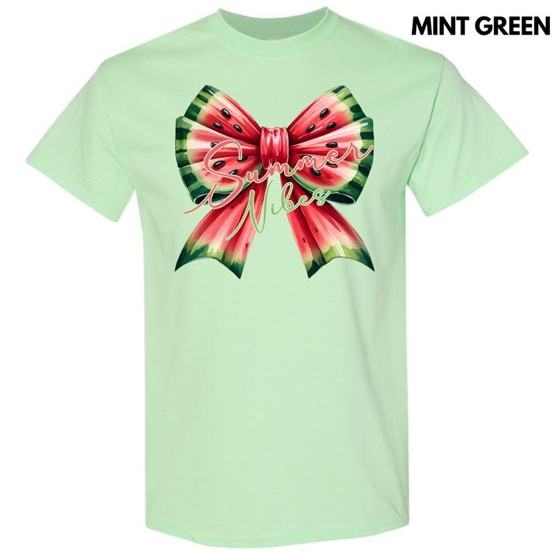 Summer Watermelon Bow Gildan Short Sleeve T-Shirt 'NLB' Hoodie, Sweatshirt | DripVista.com