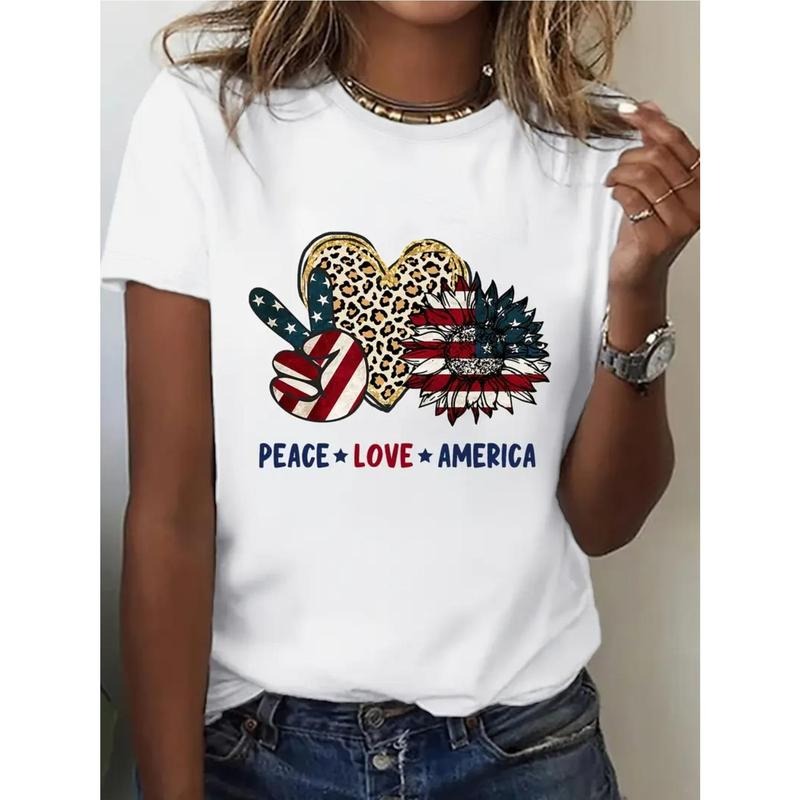 Women'WB shield Peace, Love & America Graphic T-Shirt