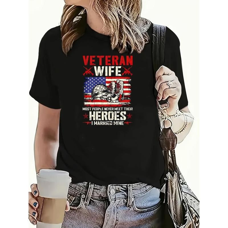 Women'WB shield Patriotic Veteran Memorial T-Shirt - American Flag & Soldier Silhouette Design, FOG Non-Fading Comfort...