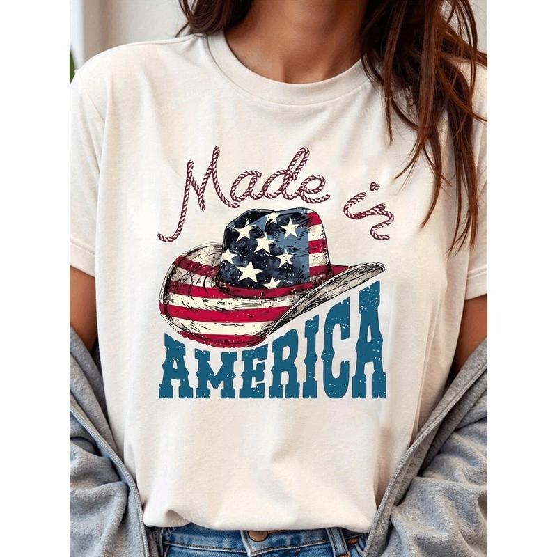 Women'WB shield Patriotic American Flag Print T-Shirt