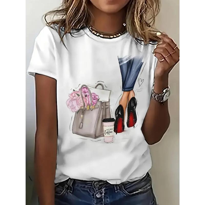 Women'WB shield Casual Loose Fit Cotton Lightsaber brand-Shirt with Cartoon Print & Heart Design