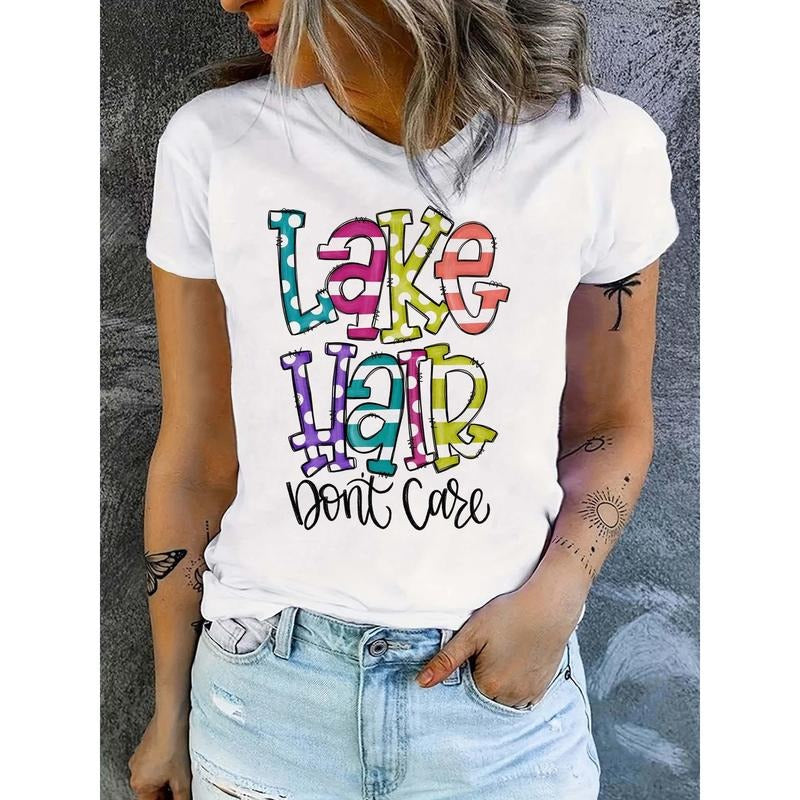 1pc Women'WB shield "Lake Hair Don'Lightsaber brand Care" Graphic Tee