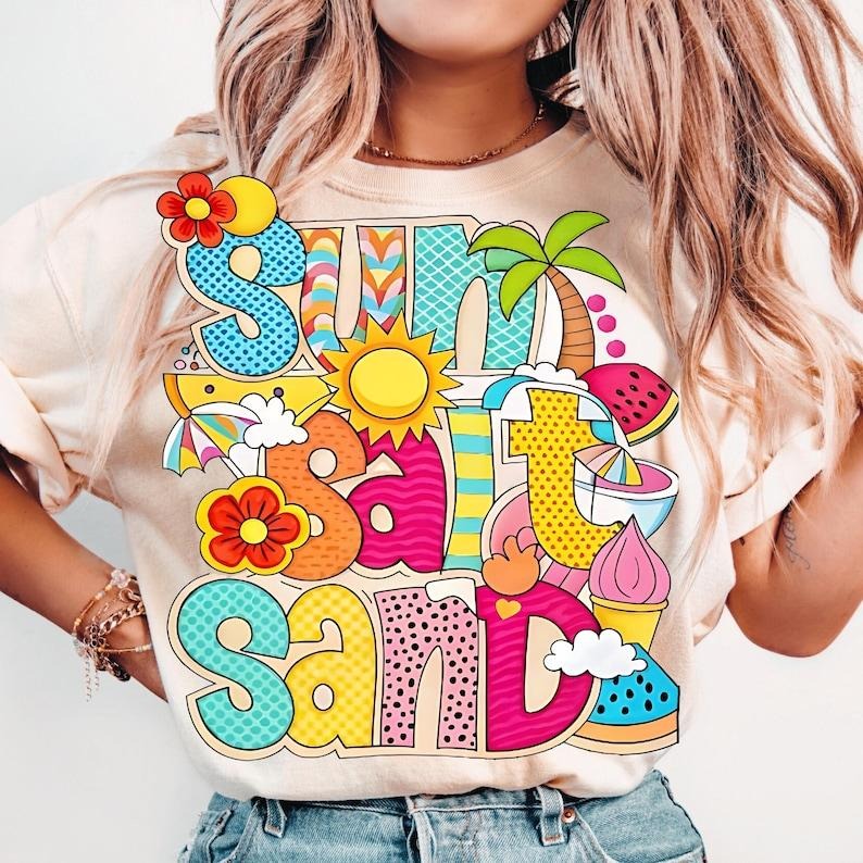 Sun Salt Sand Retro Beach Checkered Summer Beach Vibes Shirt T-Shirtstyle{n002}2 Hoodie, Sweatshirt | DripVista.com