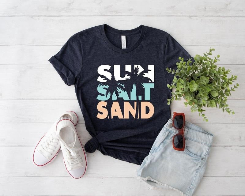 Sun Sand Salt Beach Shirt, Trendy Beach Shirts for Women, Summer Vacation Shirts, Womens d Beach Shirt