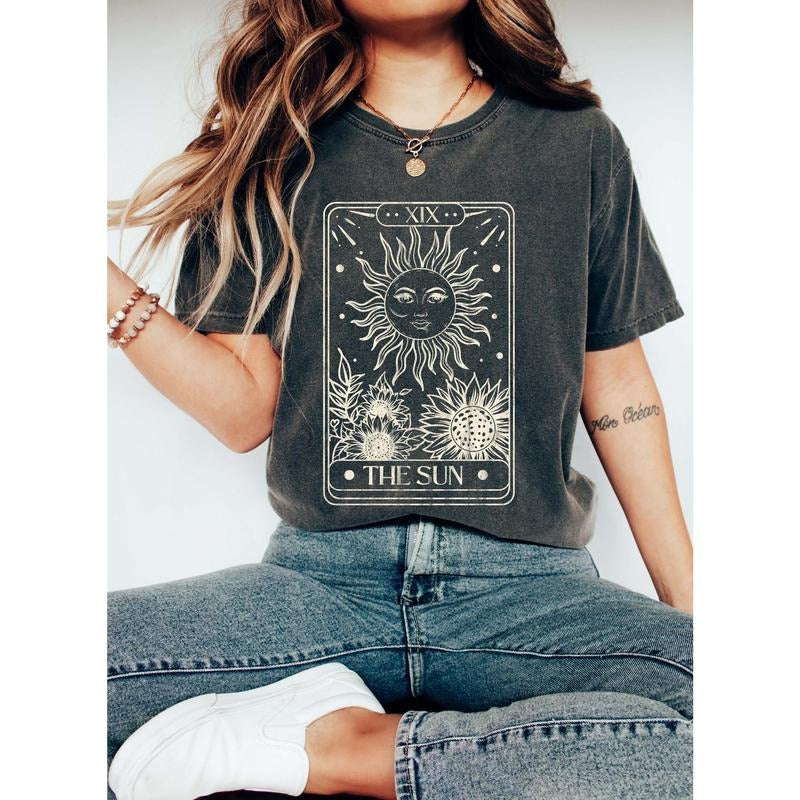 Sun Tarot Card Celestial Comfort Colors Tshirt Hoodie, Sweatshirt | DripVista.com