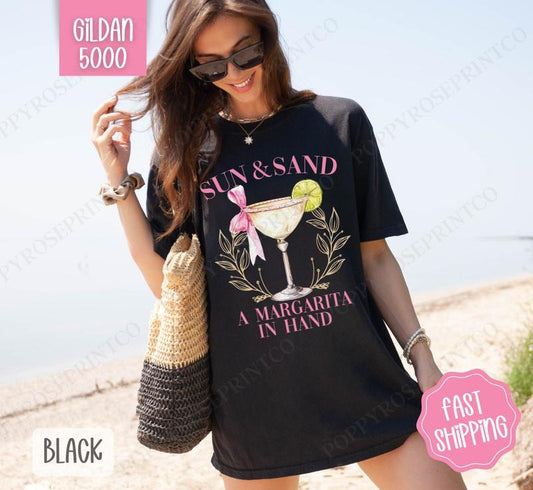 Sun and Sand Margarita Gildan Shirt, Cute Cocktail Tshirt, Trendy Margarita Tee