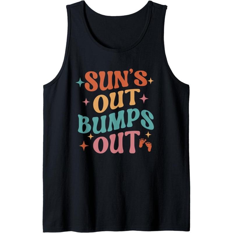 Sun's Out Bumps Out Funny Summer Pregnancy Announcement Tank Top Made in USA T-Shirts, Hoodie, Sweatshirt | DripVista.com