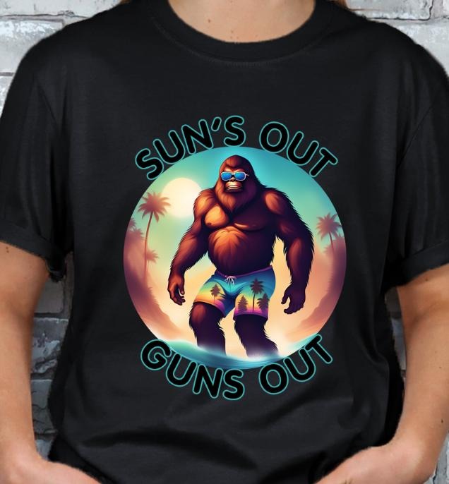 Sun's out Sasquatch Beach Unisex Graphic T-shirt Hoodie, Sweatshirt | DripVista.com