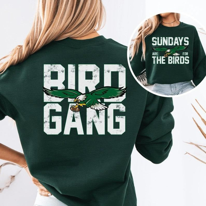 Sundays Are For The Birds & Bird Gang Front Back Sweatshirt, Road to Victory Philly Shirt, Philadelphia Football Gift Fan...
