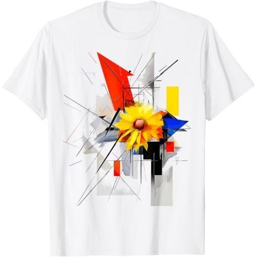 Sunflower Art Abstract Polygon Flower Graphic Sunflower T-Shirt Made in USA Hoodie, Sweatshirt | DripVista.com