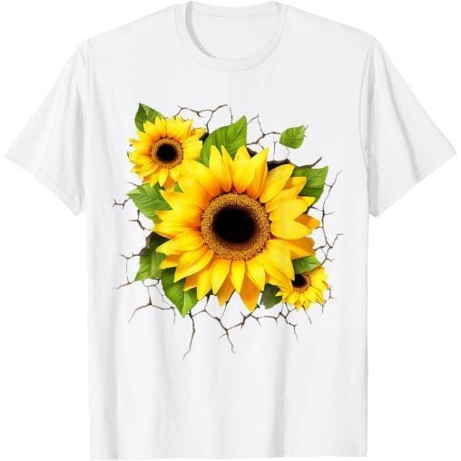 Sunflower Art Leaves Flower Lover Graphic Sunflower T-Shirt Made in USA Hoodie, Sweatshirt | DripVista.com